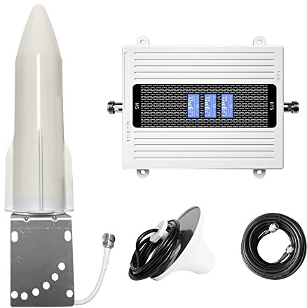 Amplificador de Señal, Weytoll 4G+5G Amplificador Señal Movil de Banda Trifrecuencia 900/1800/2100, 70dB Amplificadores de Cobertura Amplia de Alta Ganancia Pantalla LCD con Indicador