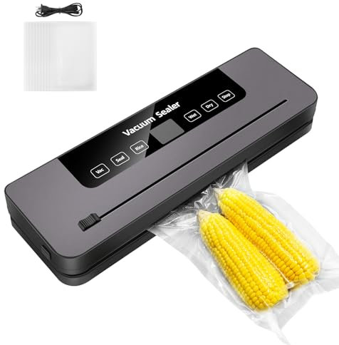 Vakuumierer - bis zu 150 Vakuumiervorgänge non-stop, doppelte Schweißnaht, 20 Liter/Min,integriertes Rollenfach mit praktischem Cutter,Edelstahlfront,inkl. inkl. 10 Profi-Folienbeutel