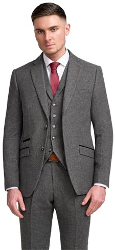 SIRRI Men’s Grey Formal Herringbone Tweed Suit Jacket Sold Separately - Wedding & Business Wear Chest 36R