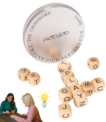 Buchstaben Würfelspiel Kreuzworträtsel Solitär 12 Würfelbuchstaben Reisespiel mit Etui (Ursprung Holz)