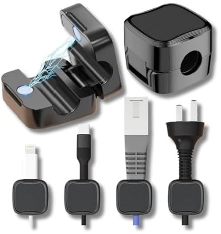 Pack de 10 Sujeta Cables Adhesivos, Clips de Cables Negros, Organizador Cables Magnético Adhesivo, Sujetacables para Pared y Mesa