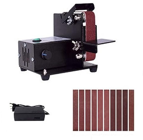 DIKAMAN Meuleuse d'établi, Ponceuse à Bande, 180W électrique polisseuse Couteau affûteur Mini Bande rectifieuse Ponceuse Bande ponçage meulage Polissage Machine Papier de Verre pour affûtage(795)