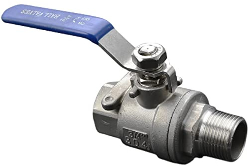 Kugelhahn Kugelhähne Edelstahl 304,3/4 DN20 Vollanschlussgewinde Innen-Außen-Kugelhahn Leitungswasserventil für Wasser, Gas, Öl, Blauer Vinylgriff