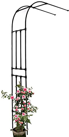 Arche de jardin demi-ronde en métal à fixation murale résistante aux intempéries Pergola noire pour pelouse/jardin/terrasse 3,5 x 2,67 x 0,5 m