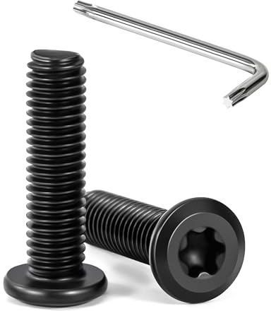 Tunejoy 20 Pièces Vis à Tête Plate Torx Noir M8 x 30 mm Vis à Six Pans Creux en Acier Inoxydable A2 V2A Boulons de Meubles Hexagonale avec Clé T40 Filetage Complet