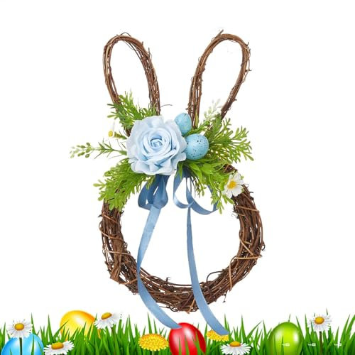 Osterhasenkränze, Pastelleier, Blumen, Osterkranz, künstliches Grün, saisonaler Charm, Osterdekorationen, Türhänger für drinnen und draußen