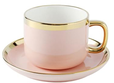 Platillo para taza de café con borde dorado simple de 300 ml, para té de la tarde en casa, platillo para taza de café, polvo, 300 ml