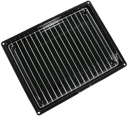 SPARES2GO Small Baking Roasting Tray Grill Pan for Belling, fits New World Oven Cooker + Insert Grid Stand (355mm x 280mm)