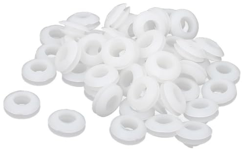TA-VIGOR 8mm Rubber Grommets 50Pcs White Cable Wire Protectors | Conductor Wiring Blanking Gasket Ring Grommets, Electrical Cable Hole Plugs for Protecting Wires, Cables and Plugs