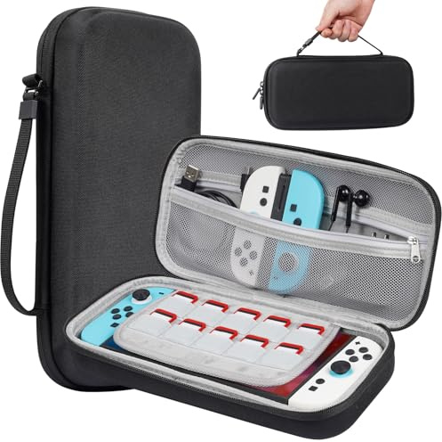 TIGOJH Carrying Case for Nintendo Switch 2 and NEW Switch(2025),Portable Hard Shell Pouch Carrying Travel Game Bag for Switch Accessories Holds 10 Game Cartridge (Black)