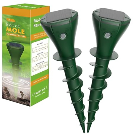 Maulwurf Vertreiber,2er Maulwurfschreck Solar IP65 Wasserdicht | Ultraschall & Vibrations Wühlmaus Vertreiben,Gegen Maulwürfe und Wühlmäuse,Wetterfest & Tierfreundlich für Garten und Rasen