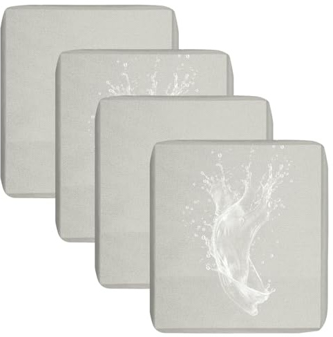 Pack de 1/2/4 Funda de Cojín de Asiento Sofá Exterior Impermeables,50x50 60x60 Cubierta de Cojines de Asiento Patio，para Interior, Exterior，Silla，Jardin，Muebles de Ratán(Blanco,60x55x10cm4pcs)