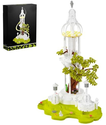 Ancient Tree White Pavilion Mini Building Set, 1566PCS Creative Architecture Model Toys, Plant Gazebo Constructions Building Bricks Kit, Ideas Gifts for Kids Adults