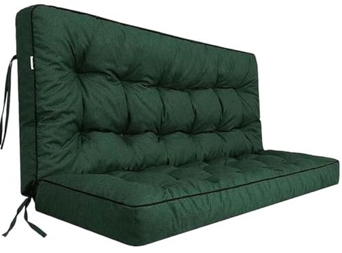Eashaoo Bench Cushions with Backrest, Outdoor Furniture Patio Porch Hammock Pads Soft Mat with Ties Piping, 55x40 Inch Waterproof Swing 2/3 Seater Replacement Cushion (Green)