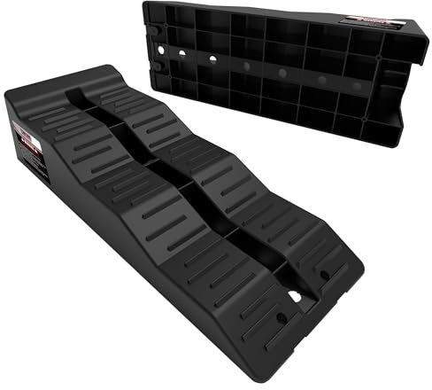 TOWKING Cuñas para autocaravanas -2 piezas/1SET, la capacidad de carga máxima es de hasta 5 toneladas – Cuñas de entrada para caravanas y remolques (negro de entrada)