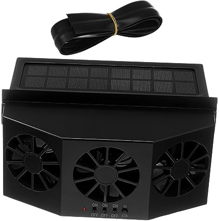UTHCLO Ventilador de Coche con Energía Solar Triple Turbina para Ventilación Rápida Enfriador de Radiador Portátil Compatible Mayoría de Ventilador Extractor de Aire para Ventana y