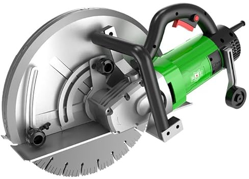 Electric Concrete Saw Max Cutting Depth 10.6'' - Powerful Wall Line Cutter Circular Saw for Wood Soft Metal Tile Plastic - Rubber Handle Water Pump Blade - Slotting Marble - Precision Cuts
