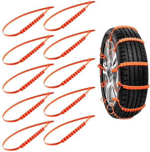10 Pezzi Catene da Neve Antiscivolo per Pneumatici Portatili, Catene da Neve per Auto Installare, Cintura Antiscivolo per Pneumatici, per Auto/Camion/SUV, Possono Essere Utilizzate su Strade Innevate
