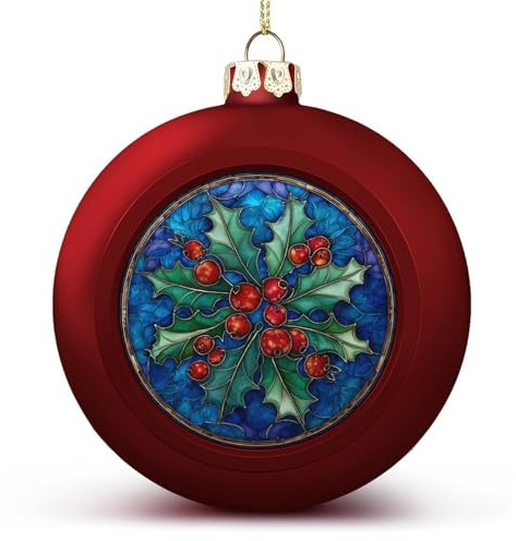 Muérdago de acebo con bayas rojas, adornos de bola de Navidad, inastillables, bolas rojas para árbol de Navidad, decoración de árbol de Navidad, vacaciones, boda, fiesta
