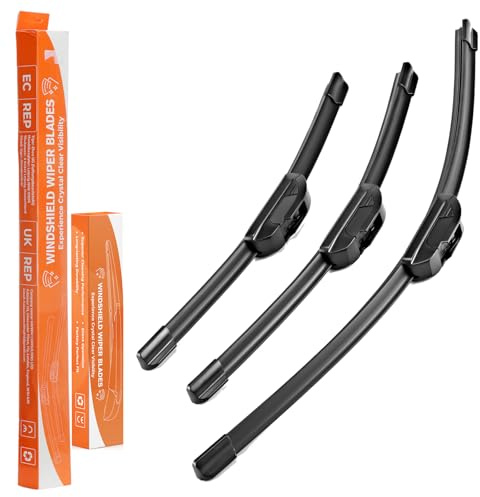 ISINEVER Scheibenwischer Kompatibel mit Ford Fiesta V BJ 2001-2010, Wischerblätter vorne + hinten Komplett Set (3-teilig: 22/16/14 Zoll) Frontscheibenwischer & Heckscheibenwischer, Einfache Montage
