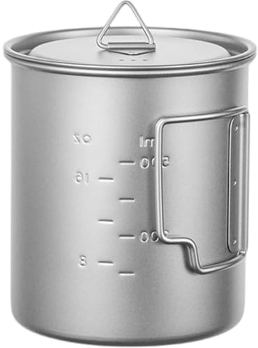 Titan campingmuggar, ultralätt 750 ml titankruka, camping titan kaffekopp med lock, vikbart handtag för camping, vandring, resor och backpacking