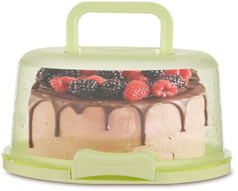 Daooibpa Porta torte, riutilizzabile, trasparente, con manico e coperchio ermetico, portatile, per torte, torte e pasticcini, per panetteria, feste di nozze (26 x 22 x 12,5 cm)