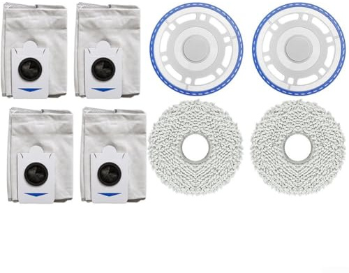 Kit de remplacement pour balai à franges et serpillères pour ECOVACS T30S Combo/Pro, comprend 2 supports, 2 chiffons, 4 sacs à poussière