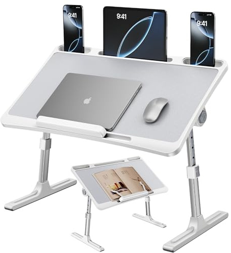 NIFBANG Laptop Tray Folding Bed Table,Adjustable Height Lap Desks with Foldable Legs,Portable Laptop Desk for Sofa,Travel Car Seat Table Tray for Kids Study,Eating Breakfast,Work,Reading Book Holder