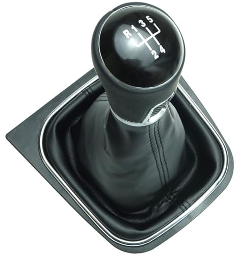 Do!LED Schaltknauf Schaltsack Schaltmanschette Rahmen 5 Gang schwarze Naht kompatibel mit VW Golf 5 V Golf 6 VI Komplettset Ersatzteil für 1K0711113 5K0711113 1K8711113