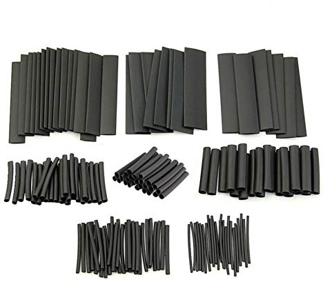 Guaina per Cavi Elettrici Flessibile,Cable Managem 127 PCS Heatner Shrinking Tube Assortment Kit Collegamento Elettrico Cavo Avvolgente Filo Impermeabile Restringimento Nero