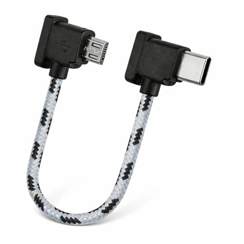 Trifletopia 1 Pcs Type C to Micro USB Cable 15cm, Right Angle Charging Data Cord for Drone Controller Remote, Short USB C to Micro Lead Compatible with Mini Series Air Pro Spark Accessories