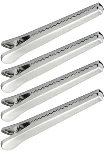 jojofuny Lot de 4 Pinces de Conservation des Aliments en Acier Inoxydable, Clips de Fermeture pour Sachets Alimentaires, Grosse Taille, Résistantes et Étanches, Cuisine et Stockage Frais