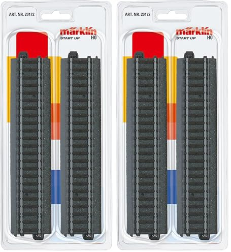 Märklin Start up – 20172 - Gerades C-Gleis 171,2 mm (Inhalt: 4X) – stabiles Modellgleis – realistische Schotteroptik – sicheres Stecksystem – Zubehör Modelleisenbahn – ab 6 Jahren – Spur H0