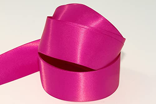 Fuchsia Pink Satin Ribbon - 50mm Wide - 5 Meter - for Gifts Wrap Sew Party, Decorations Events Dress Wedding Christmas Crafts, Bows Car, Floral Balloons Hairs, DIY, Bouquets, Cake More