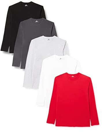 Lower East Hombre Mit Rundhalsausschnitt Camisa Manga Larga Not Applicable, Multicolor (Weiß/Schwarz/Rotweiß/Schwarz/Rot), Medium