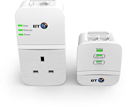 BT Wi-Fi Home Hotspot Flex 600 Kit with wired AV600 Powerline, N150 Wi-Fi and pass-through socket (Renewed)