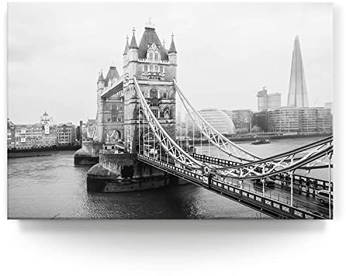 Wandbild London Tower Bridge s/w - 120cm x 80cm Leinwand auf Fertigrahmen + Aufhänger