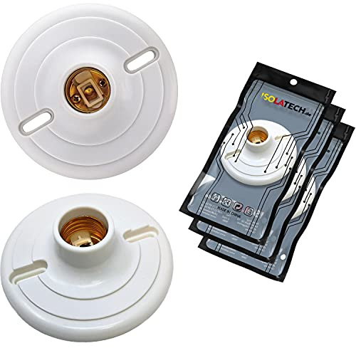 ISOLATECH 3x Casquillo E27 de Pared de Plástico con Orificios de Montaje | Máx. 250V/4A, Para bombillas LED y de bajo consumo, Soporte para techo, cocina y baño, Instalación en el hogar