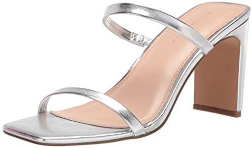 The Drop Avery - Sandali Con Tacco Alto A Due Cinturini da Donna, Argento, 39.5 EU