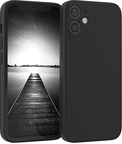 EAZY CASE - Silikonhülle für iPhone 12 Mini Hülle Silikon Case Schwarz weich stoßfeste Handyhülle Schutzhülle mit Kameraschutz Dünn Premium Schutz Cover TPU Phone Bumper in Mattschwarz