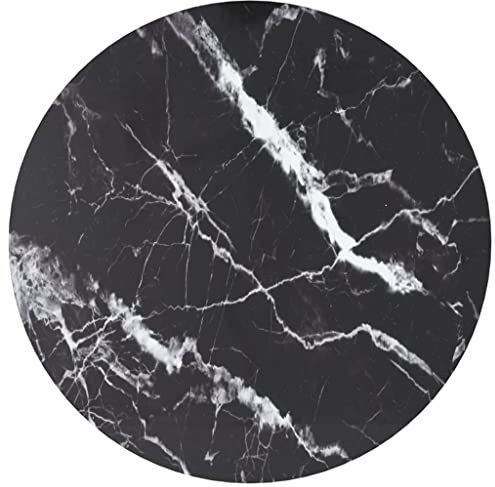 vidaXL Tischplatte Ersatztischplatte Marmorplatte Glasplatte für Esstisch Couchtisch Gartentisch Schwarz Ø60x0,8cm Hartglas in Marmoroptik