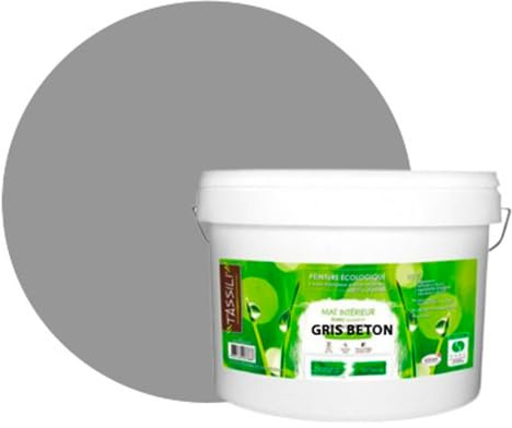 BOX DECO COULEURS Pintura de pared natural ecológica con aspecto mate interior Natura – 10 l/130 m², gris concreto