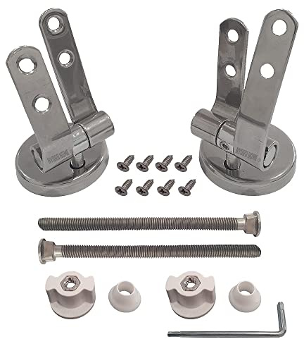 Cerniere universali regolabili Acciaio INOX per copriwater in legno, Kit Completo o Componenti by HYDRO HOME (KIT COMPLETO DAL BASSO)