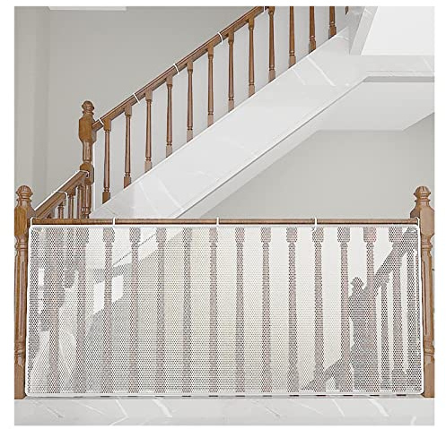 Child Safety Net Easy to Set Up Pet Cat Fence Protection Net Balcony Window Stairs Anti-Fall Protection Net, Hole Distance 0.5cm, White (Size : 300x78cm)