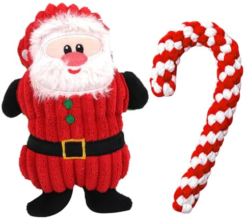 TaimeiMao 2PCS Hundespielzeug Weihnachten,Quietschende Hundespielzeug,Kauspielzeug für Weihnachten,Hundespielzeug Seil,Intelligenzspielzeug für Hunde,Denkspiele