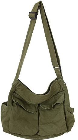 LUI SUI Bolso de Hombro de Lona para Mujer de Gran Capacidad con múltiples Bolsillos Bolso Crossbody de Tela Vaquera