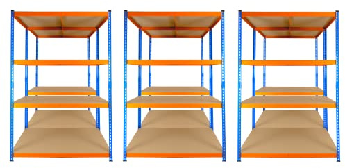 TRADE PRICE DEALS 6 BAY DEAL 4-stöckiges extra robustes Regal, Lagerregal, Lagerung, industrielle Garage, Metallregal, 300 kg pro Regal, 180 x 120 x 60 cm