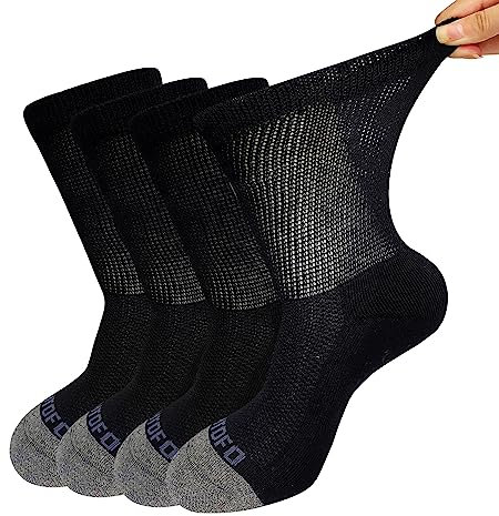 ZFSOCK Calze Uomo Senza Elastico Diabetici: Calzini Senza Cucitura Donna 90% Cotone Extra Larghi Comodi Foderato in Spugna Nero 4 Paia 43-46