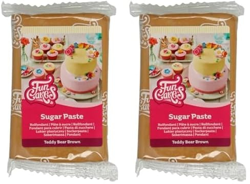FunCakes Pasta de Azúcar Marrón Teddy Bear, 250 g (Paquete de 2)
