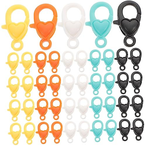 Operitacx 50pcs Safe Material Lobster Clasp Locks DIY Jewelry Making Clasps Heart Design for Bracelets Necklace Connecting Buckle